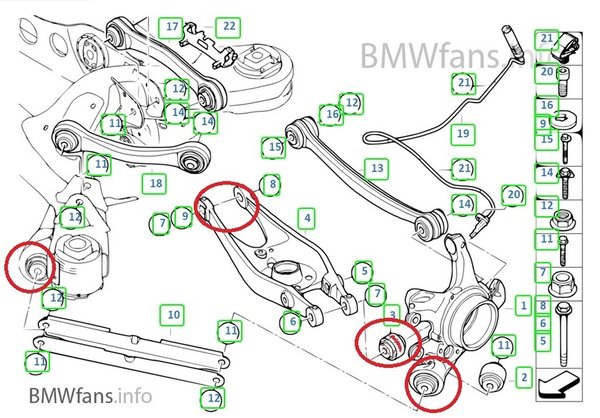 Bumpsteer, Camber and Rollcentre Correction Kit Race e8x e9x Rear Axle